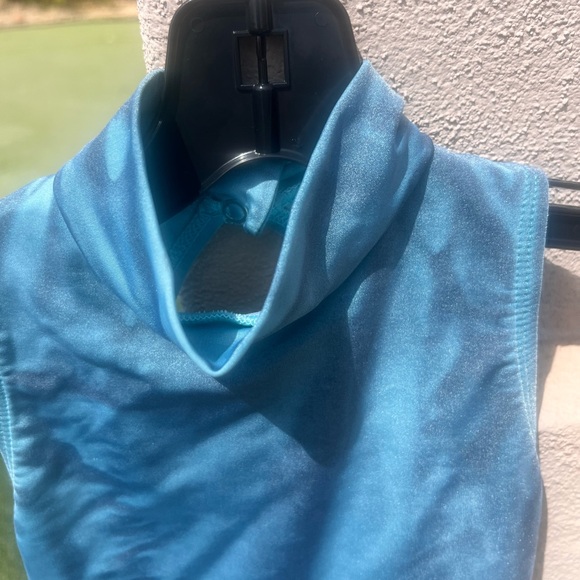 Blue dance mock turtleneck water color leotard women’s size small - Picture 17 of 17
